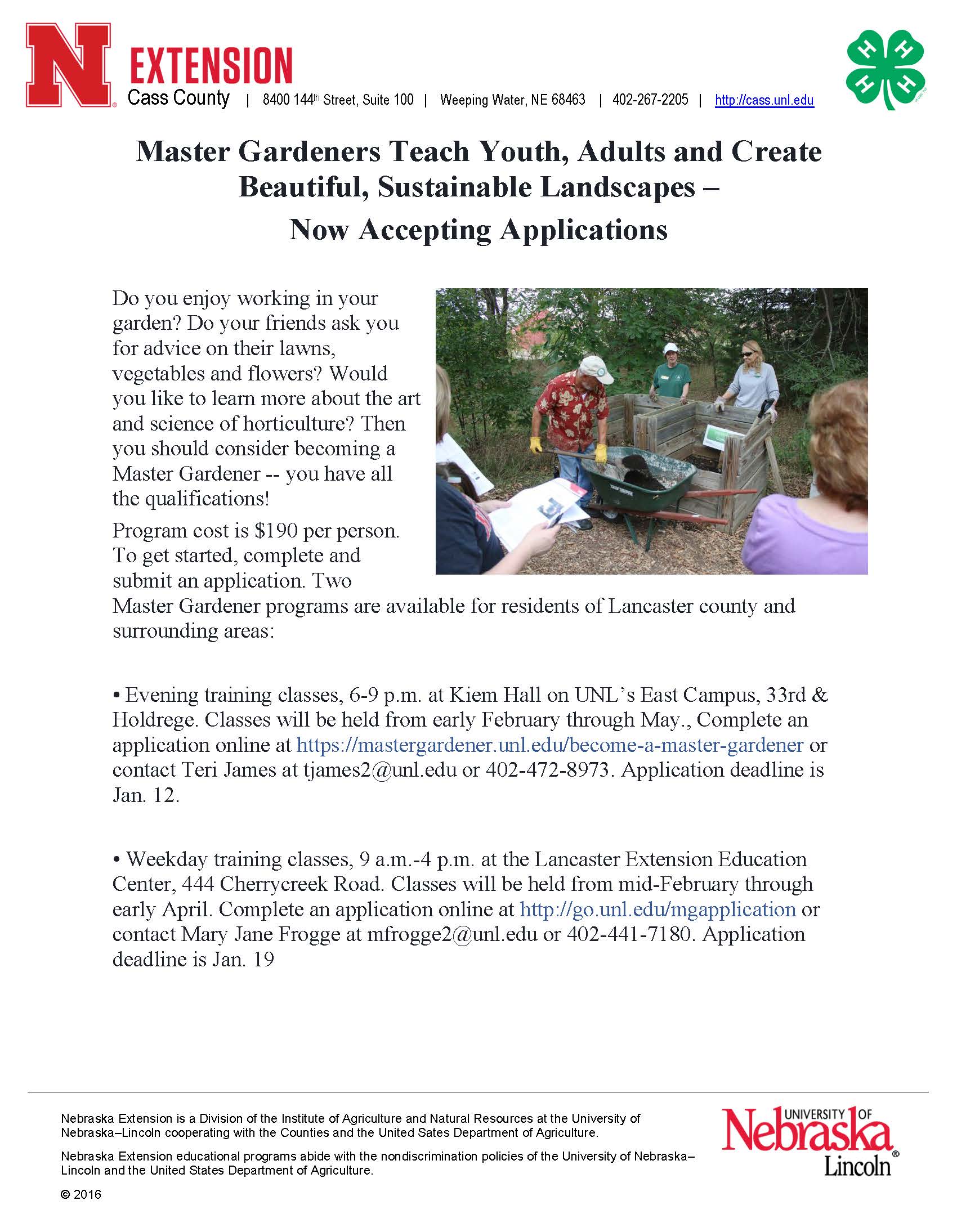 interested in master gardener 2018