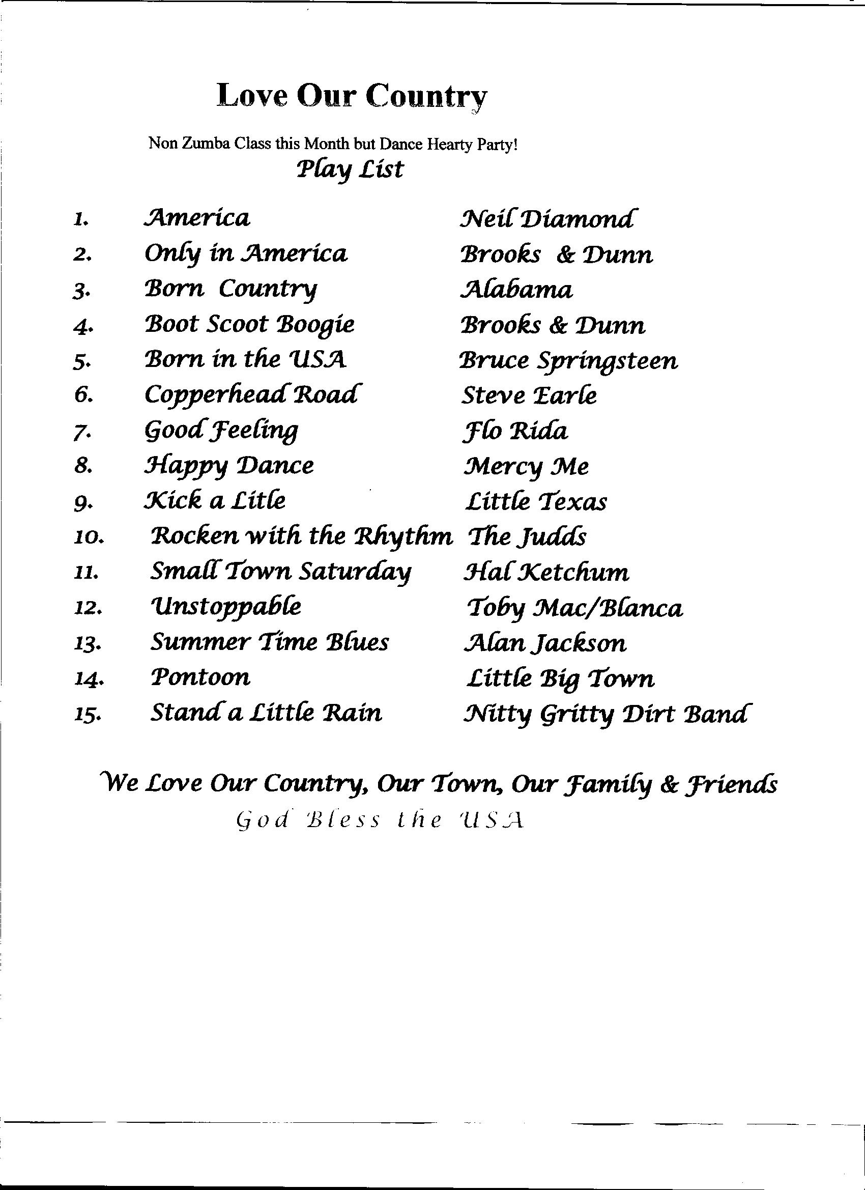 play list for july 001