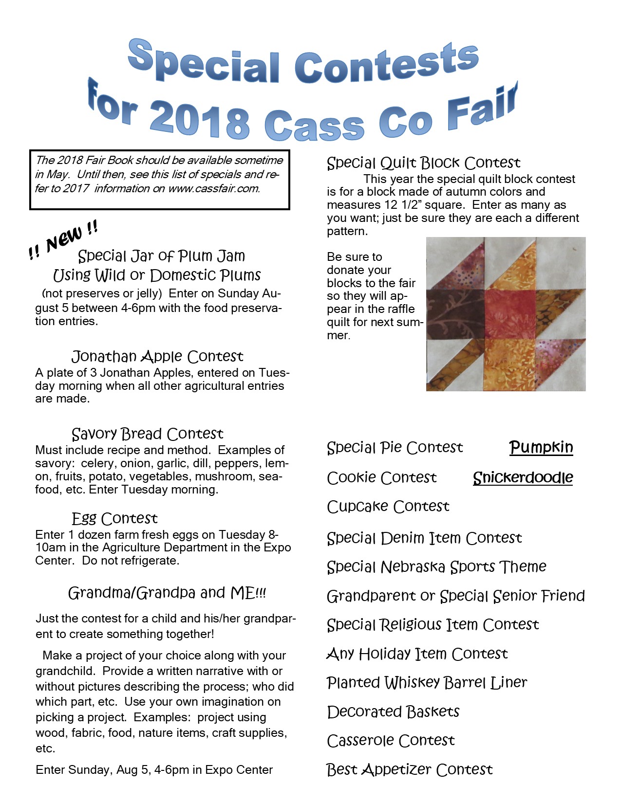 2018 Fair Special Contests2