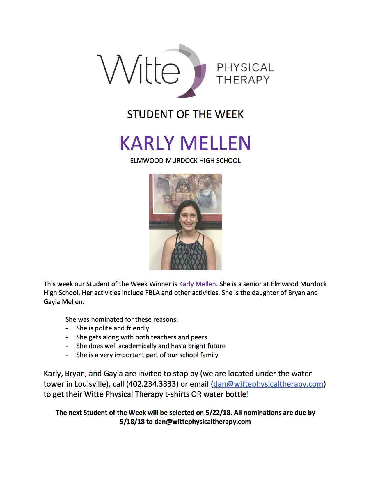 55 Student of the Week Selection