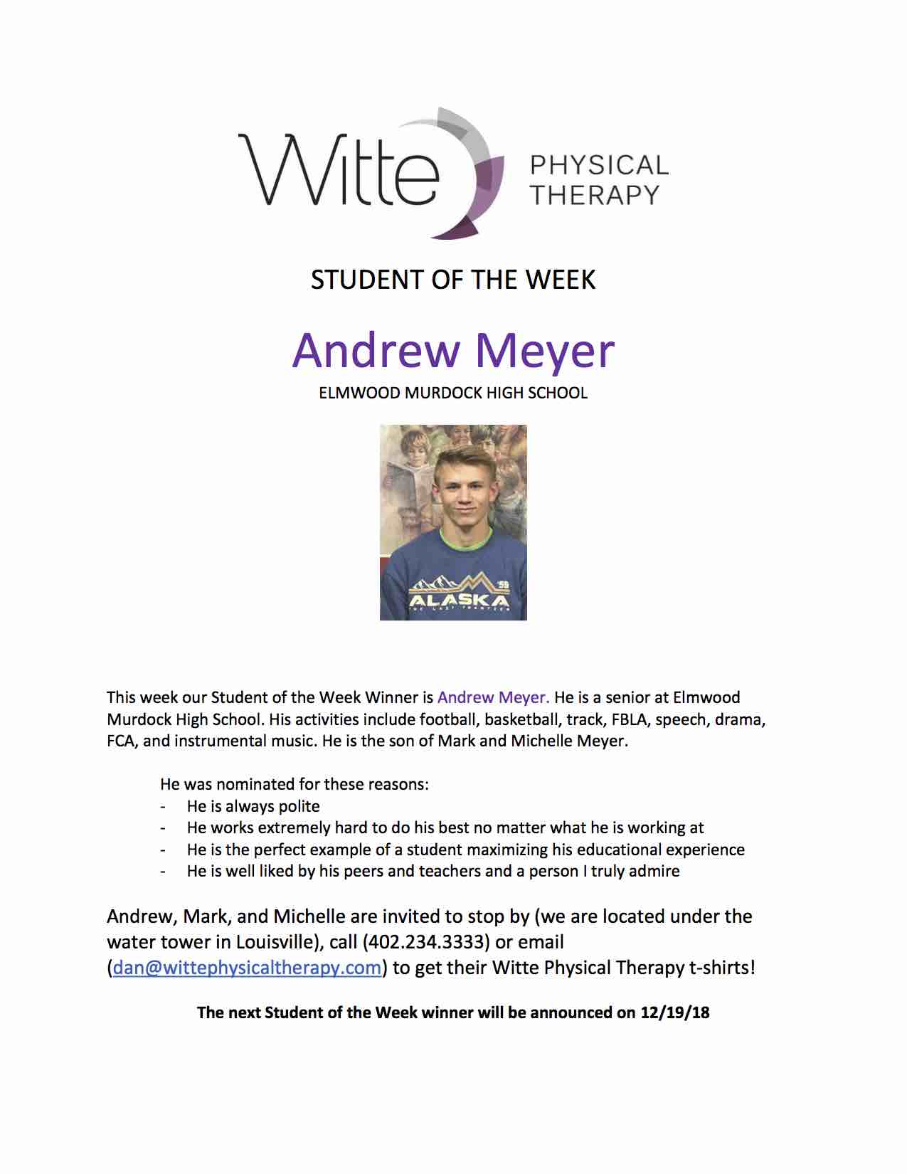 62 Student of the Week Selection