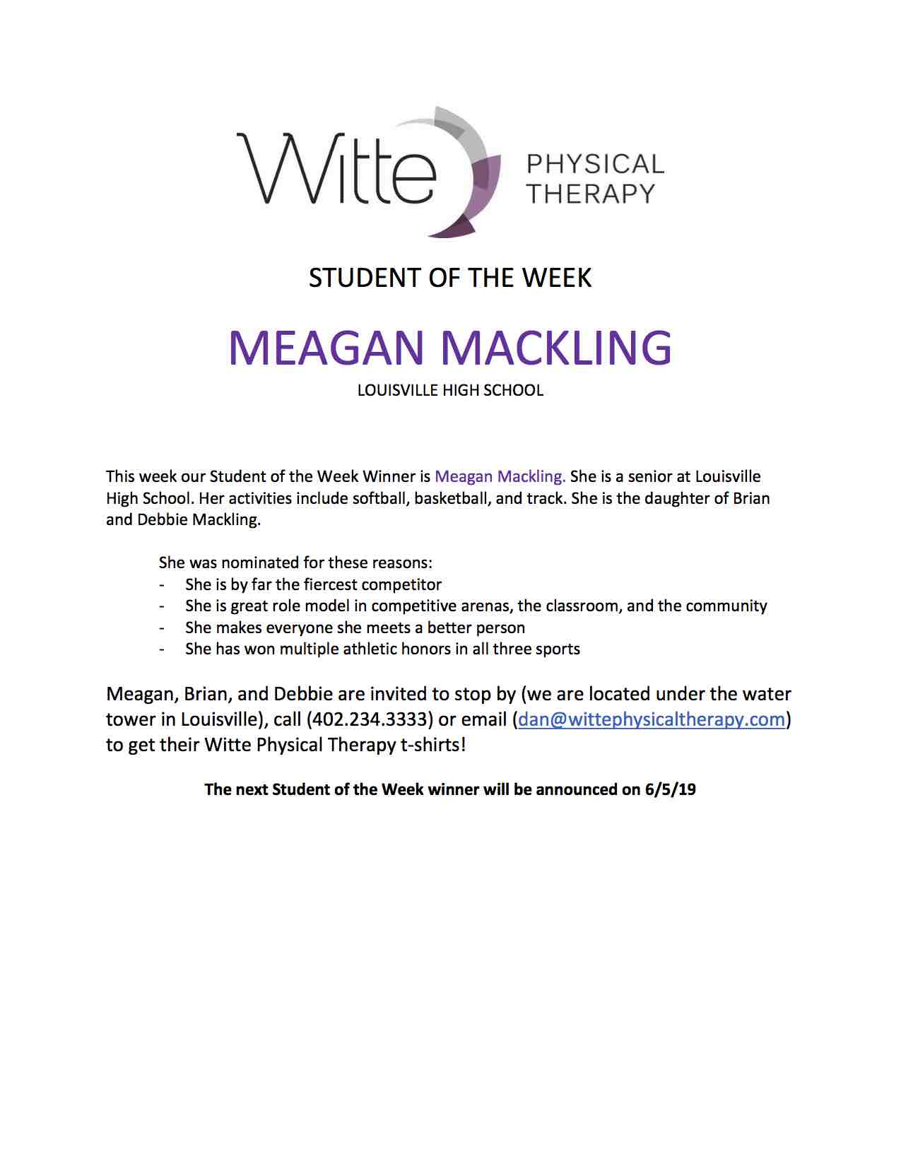 79 Student of the Week Selection