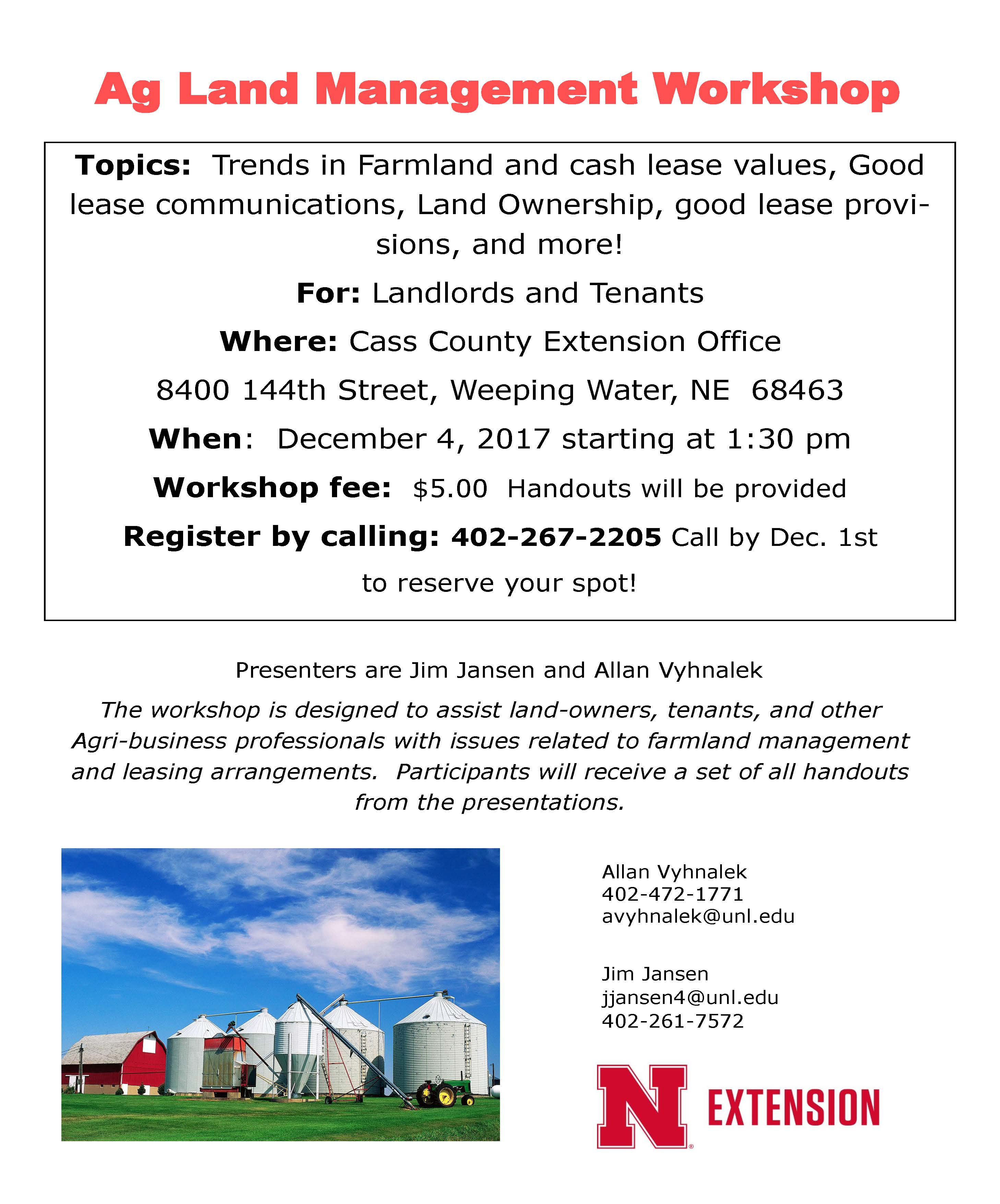 Ag Land Mgt Workshop Dec 4 2017