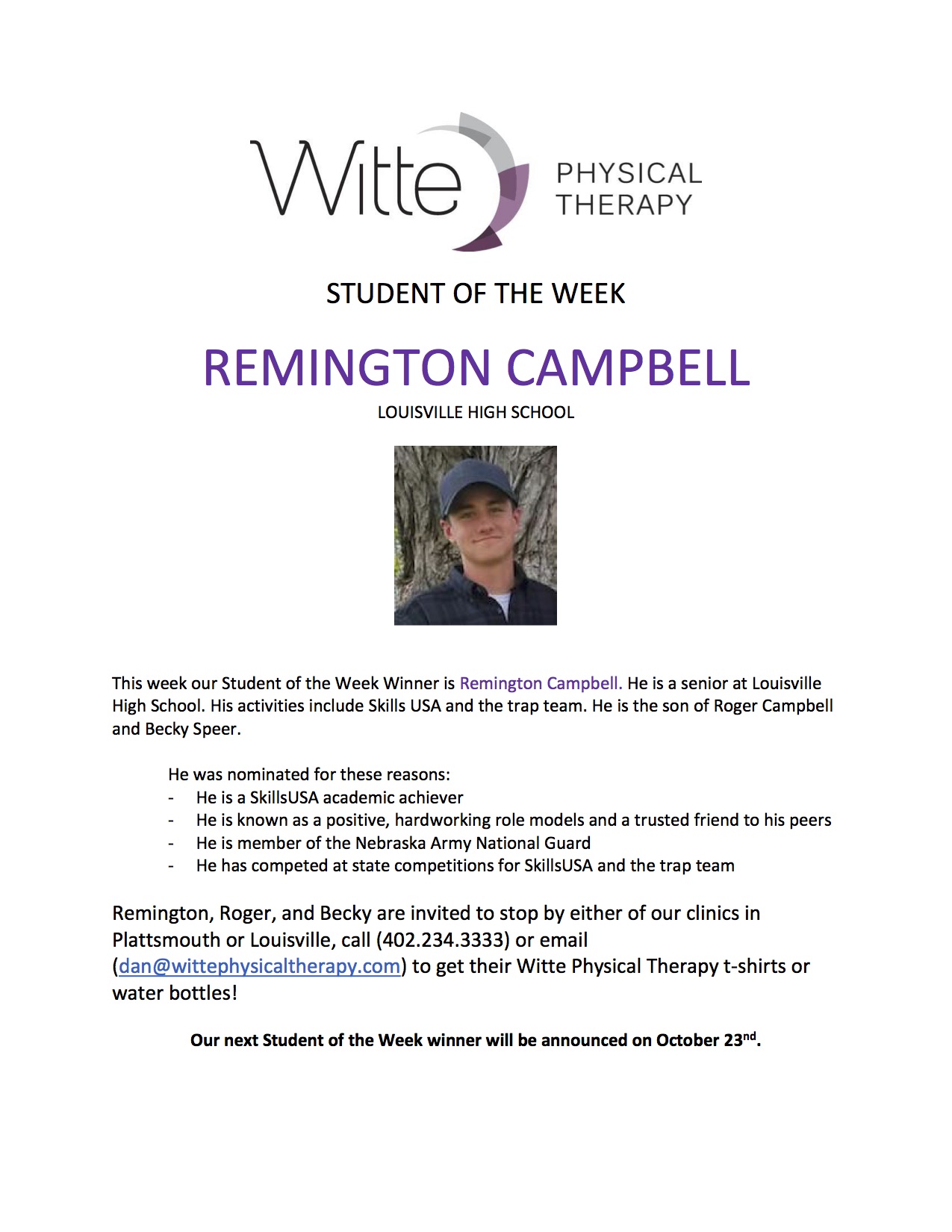 Student of the Week Selection 84